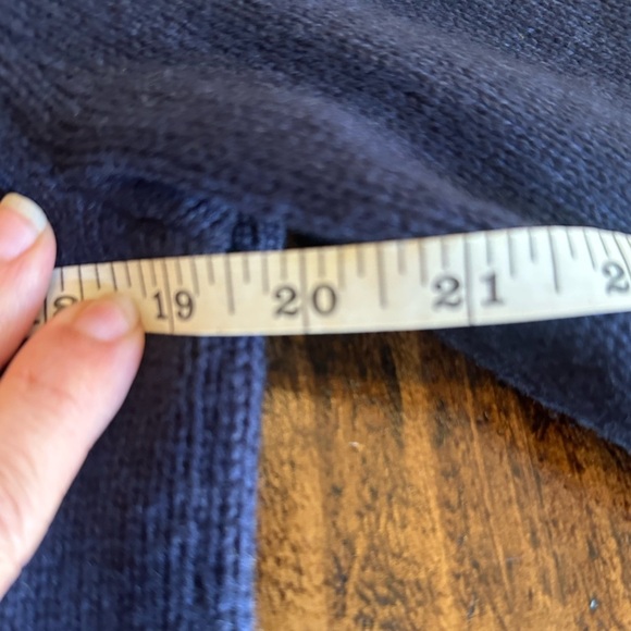 J. Crew Factory | Pointelle Cable Knit Wool Blend Sweater, Navy, Size M - Picture 8 of 8